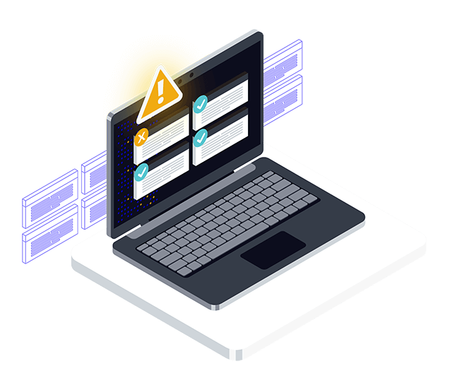 Isometric illustration of a fraud monitoring dashboard